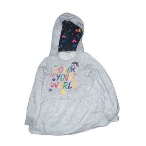 Crayola Gray Hoodie with Colorful 'Color Your World' Design